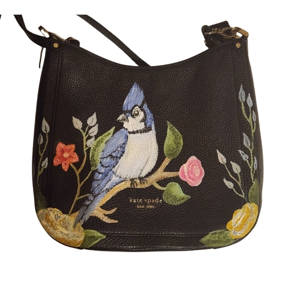kate spade Handbags - Kate Spade Black Floral Hand Painted Bag